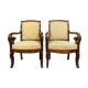 Pair of Empire period mahogany armchairs around 1810-1820