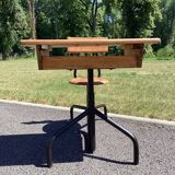 School desk - tubular metal and wood desk Prouvé style