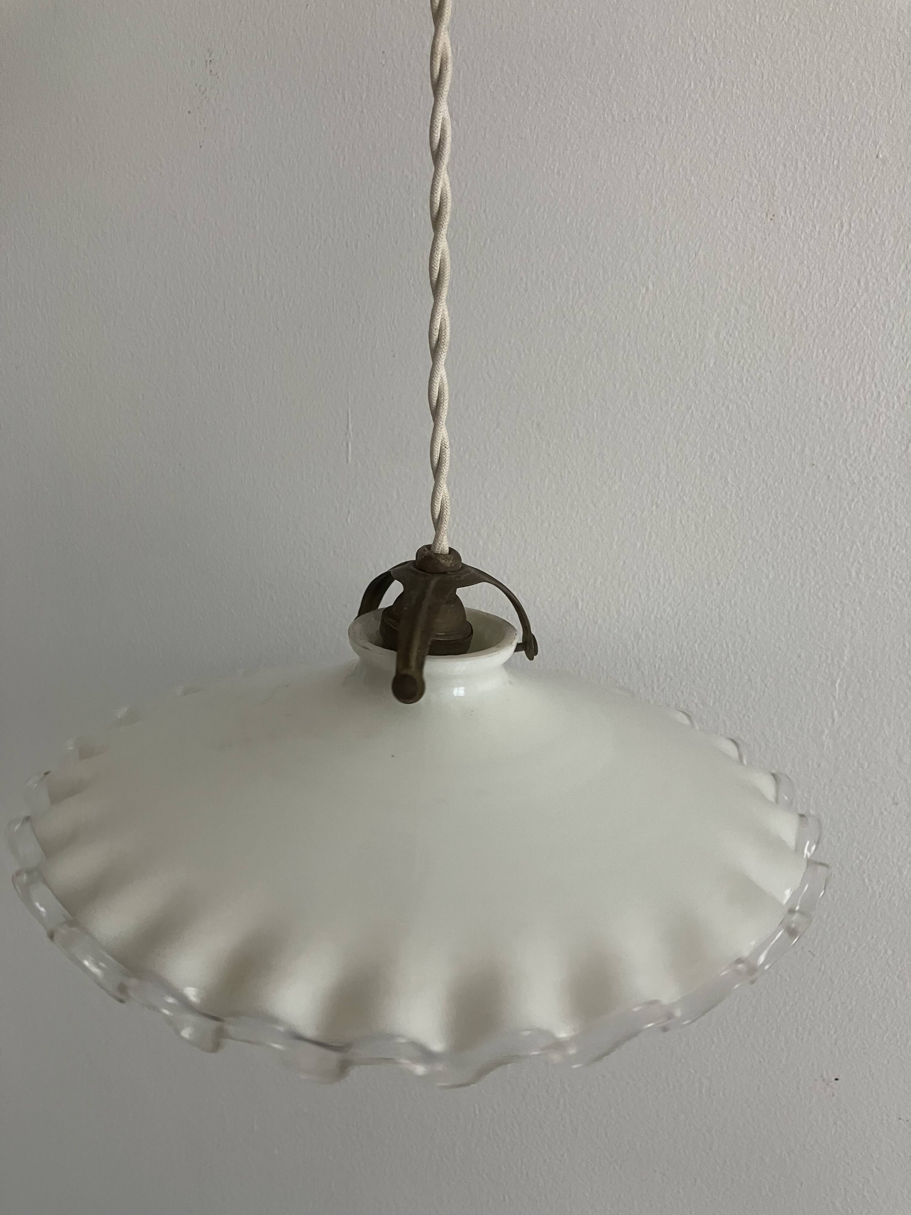 Opaline pendant light, vintage lighting