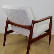 GFM-64 Brown Armchair in White Ivory Bouclé attributed to Edmund Homa, 1970s