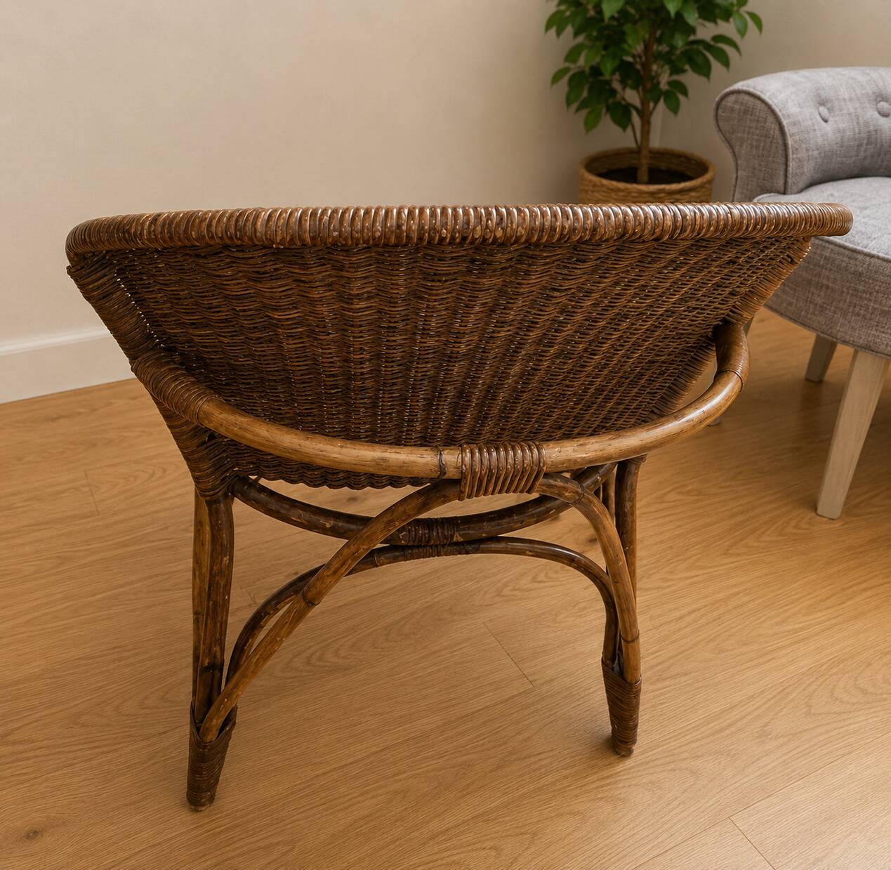 Fauteuil en rotin, années 60-70