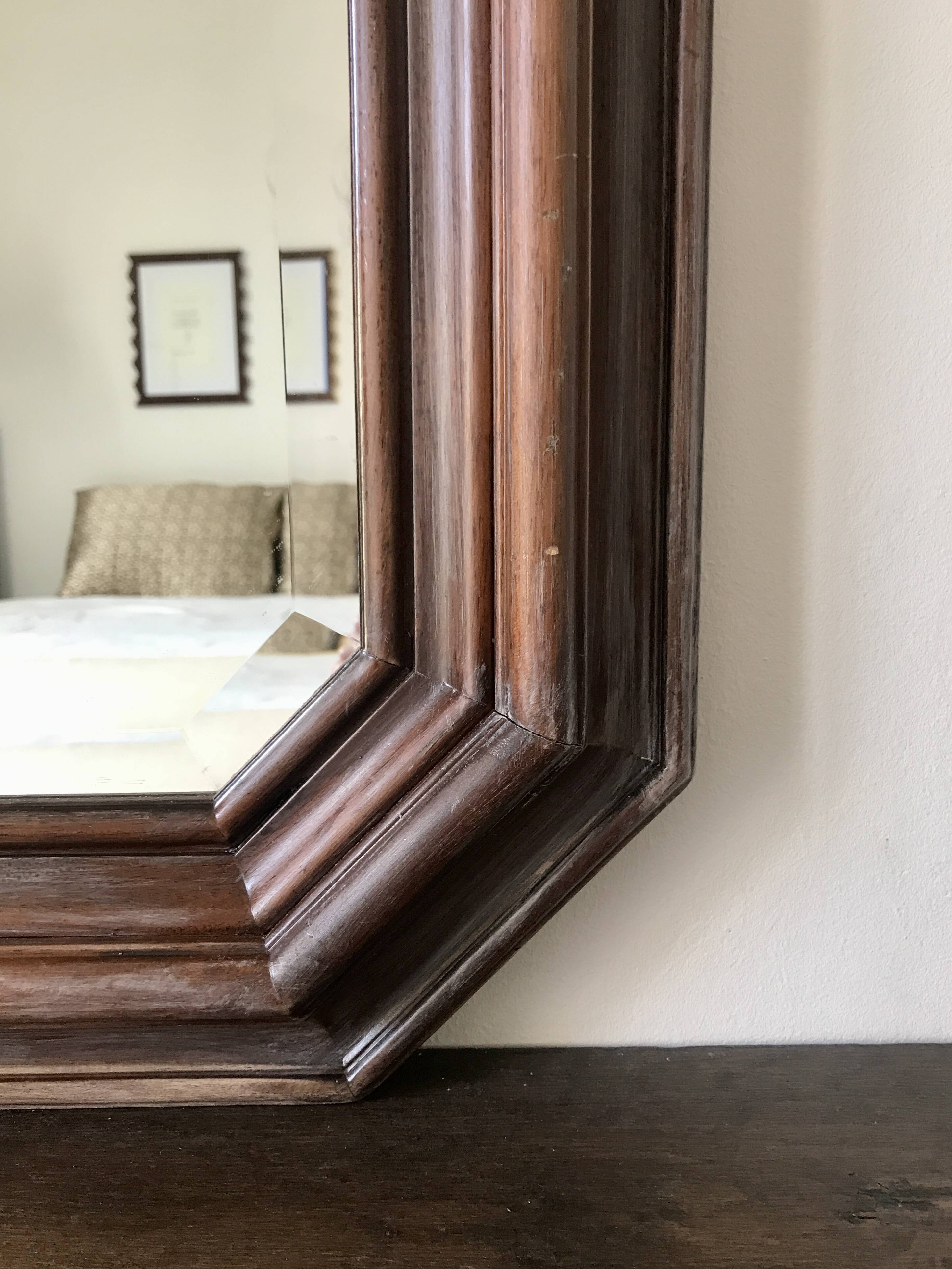 Beveled mirror with molded wooden frame - 87x67 cm