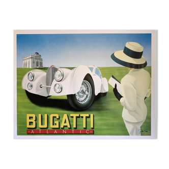 Original Bugatti Atlantic poster by Razzia - Large Format - Signed by the artist - On linen