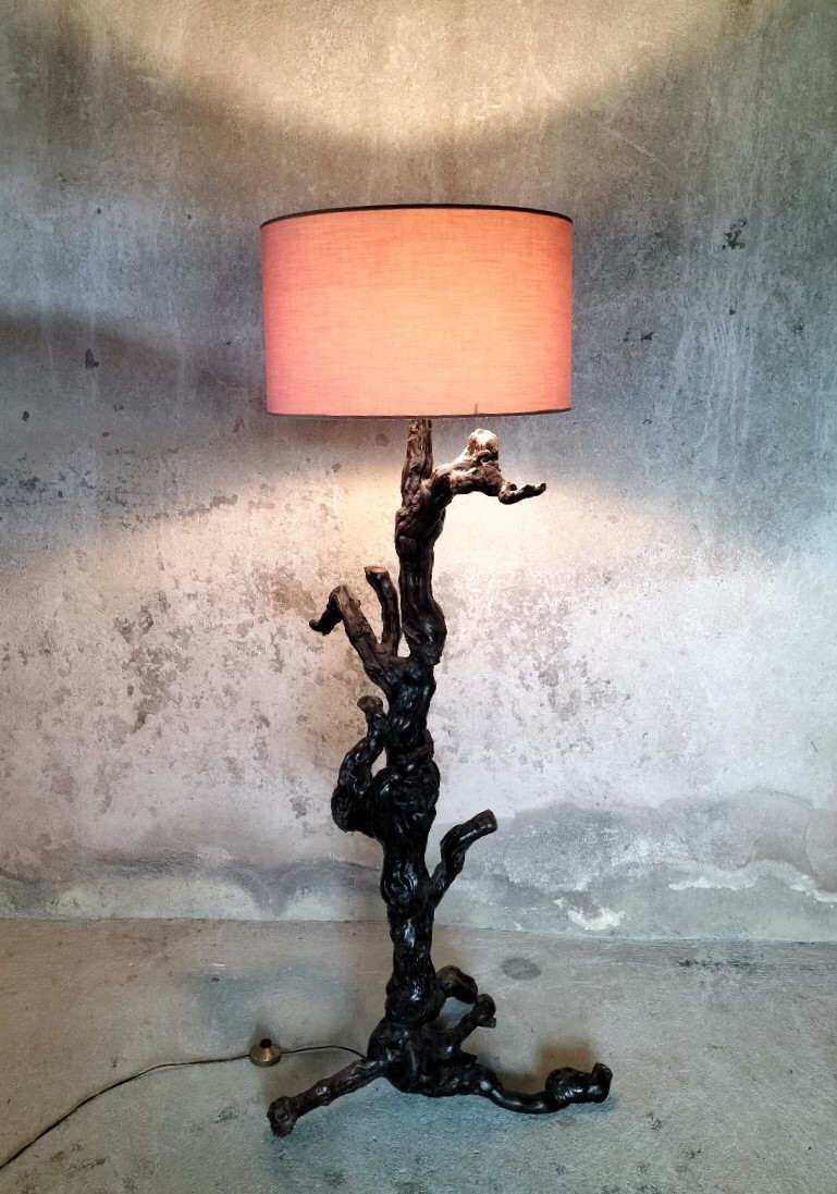 Vine wood floor lamp