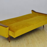 Mid-century yellow velvet sofa, 1960s