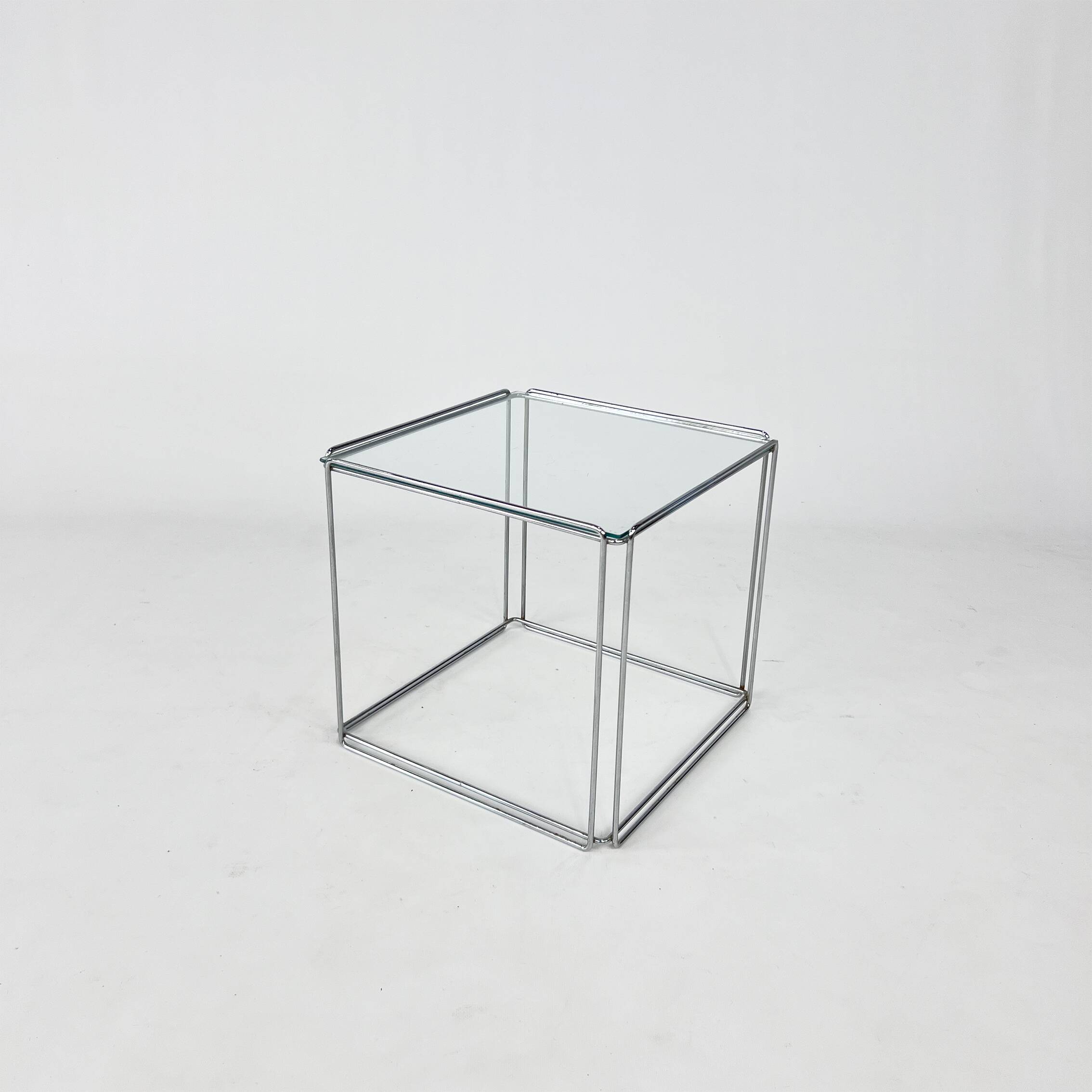 Max Sauze Steel and Glass Side Table, 1970s