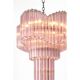 "Décò-Inspired Italian Murano Glass Sputnik Chandelier – Pink ‘Quadriedro S"