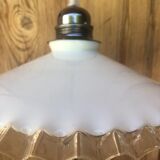 White opaline pendant lamp with transparent toothed edge