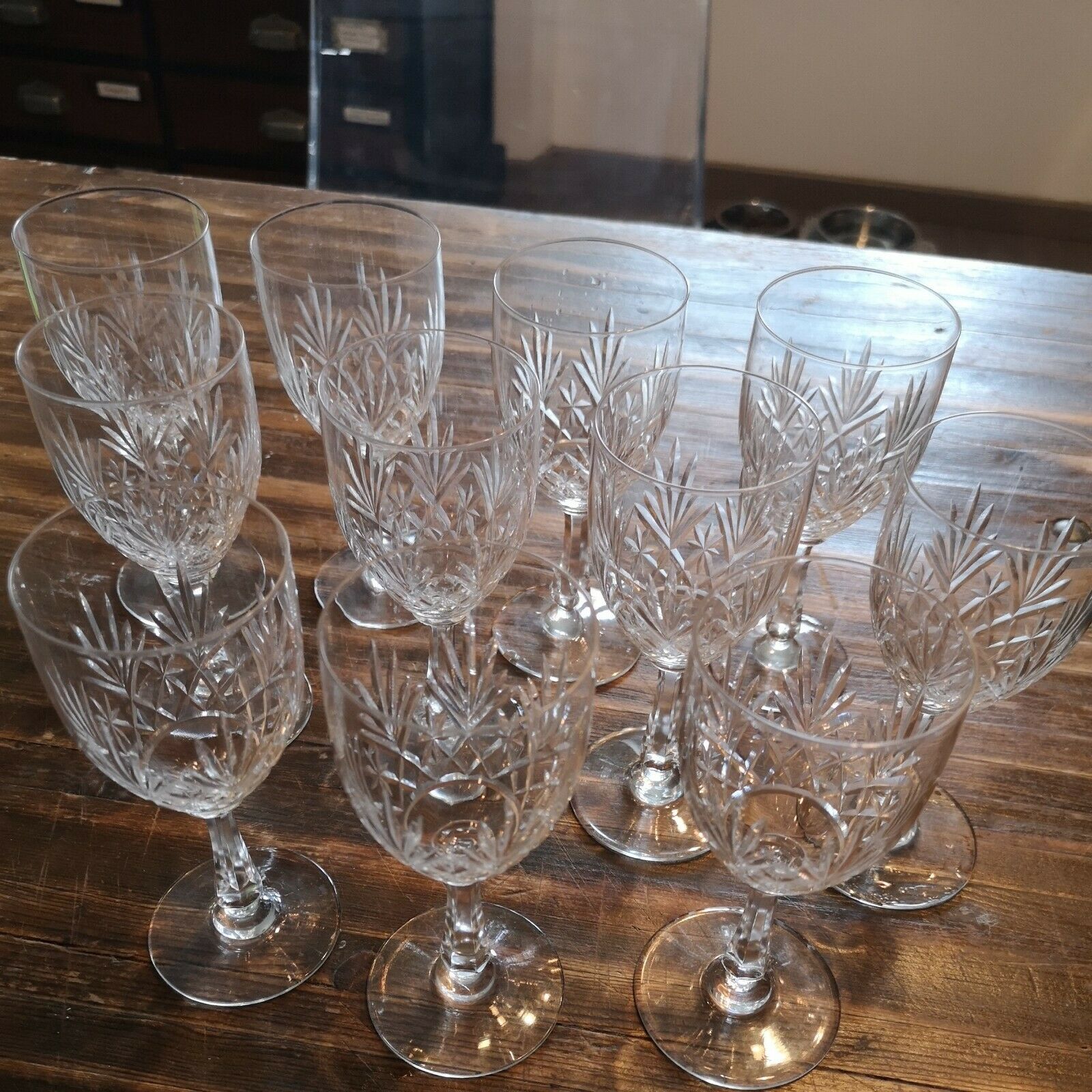 Set of 11 Saint Louis crystal wine glasses