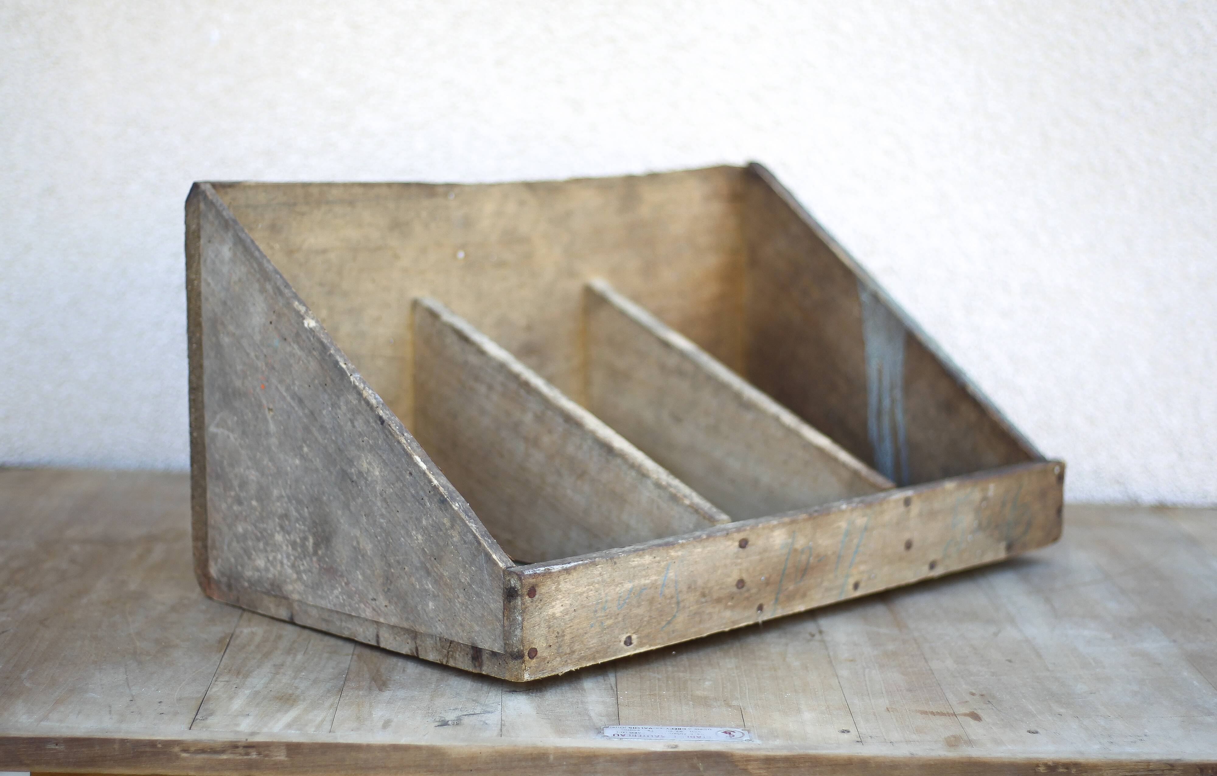 Wooden storage bin, vintage storage furniture, tool storage