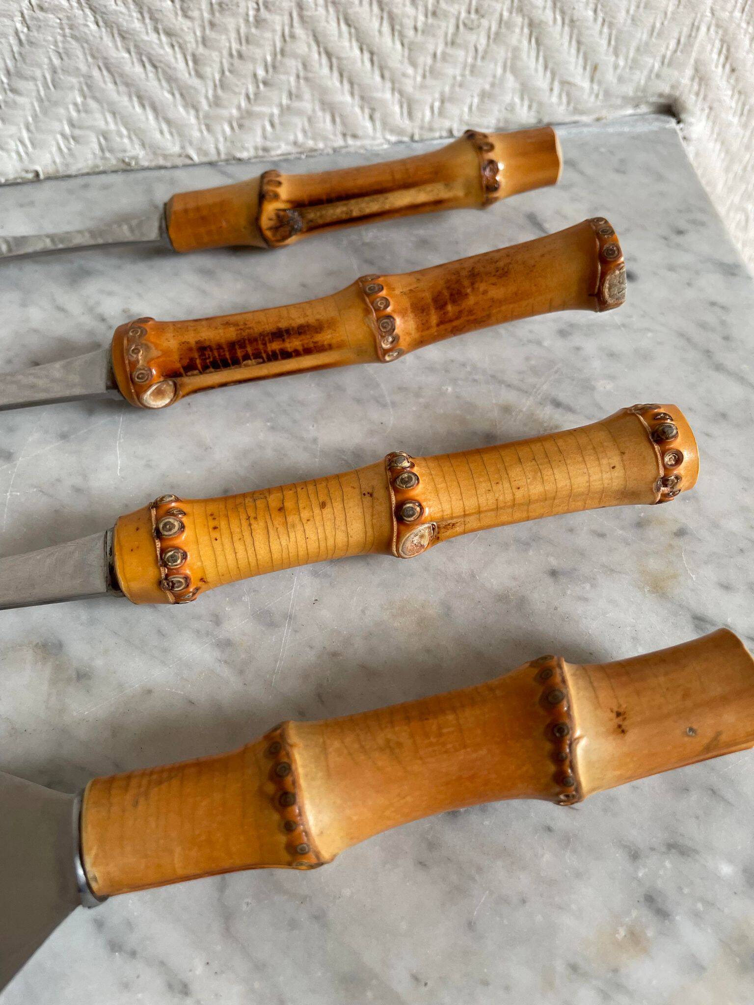 Set of four bamboo serving cutlery