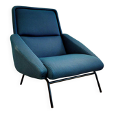 Fauteuil vintage Guermonprez, estampillé - maille 3D Bleu pétrole – De