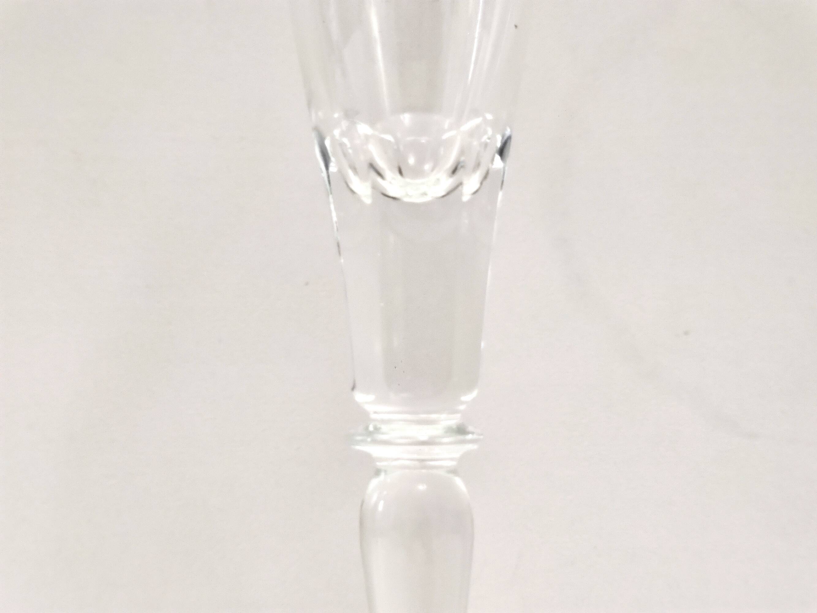 Pair of Vintage Transparent Crystal Flutes attributed to Baccarat