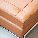 Cognac leather sofa bed, handmade by Eileen Gray, 1980/1990