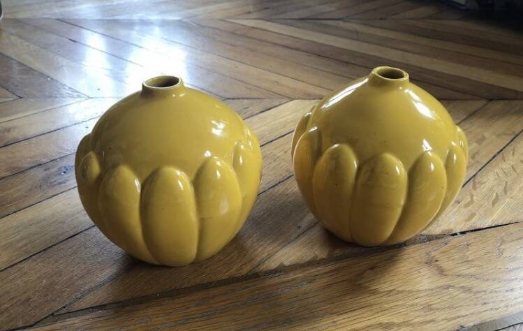 Set of 2 art deco earthenware Saint Clement vases