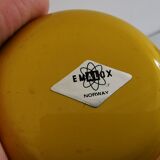 Set of four enameled coasters - ashtrays in original yellow color.