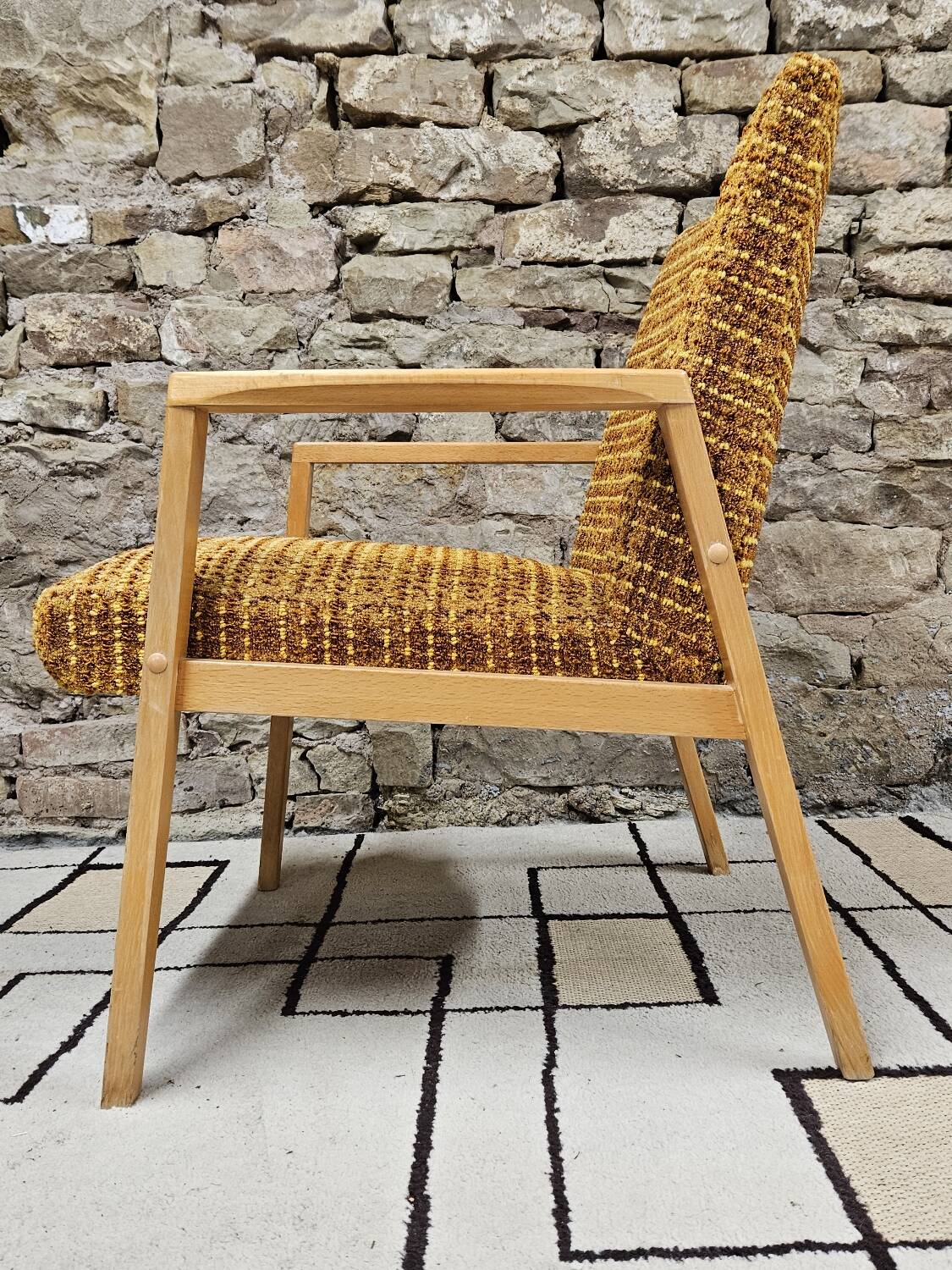 Vintage 1970 curled fireside chair