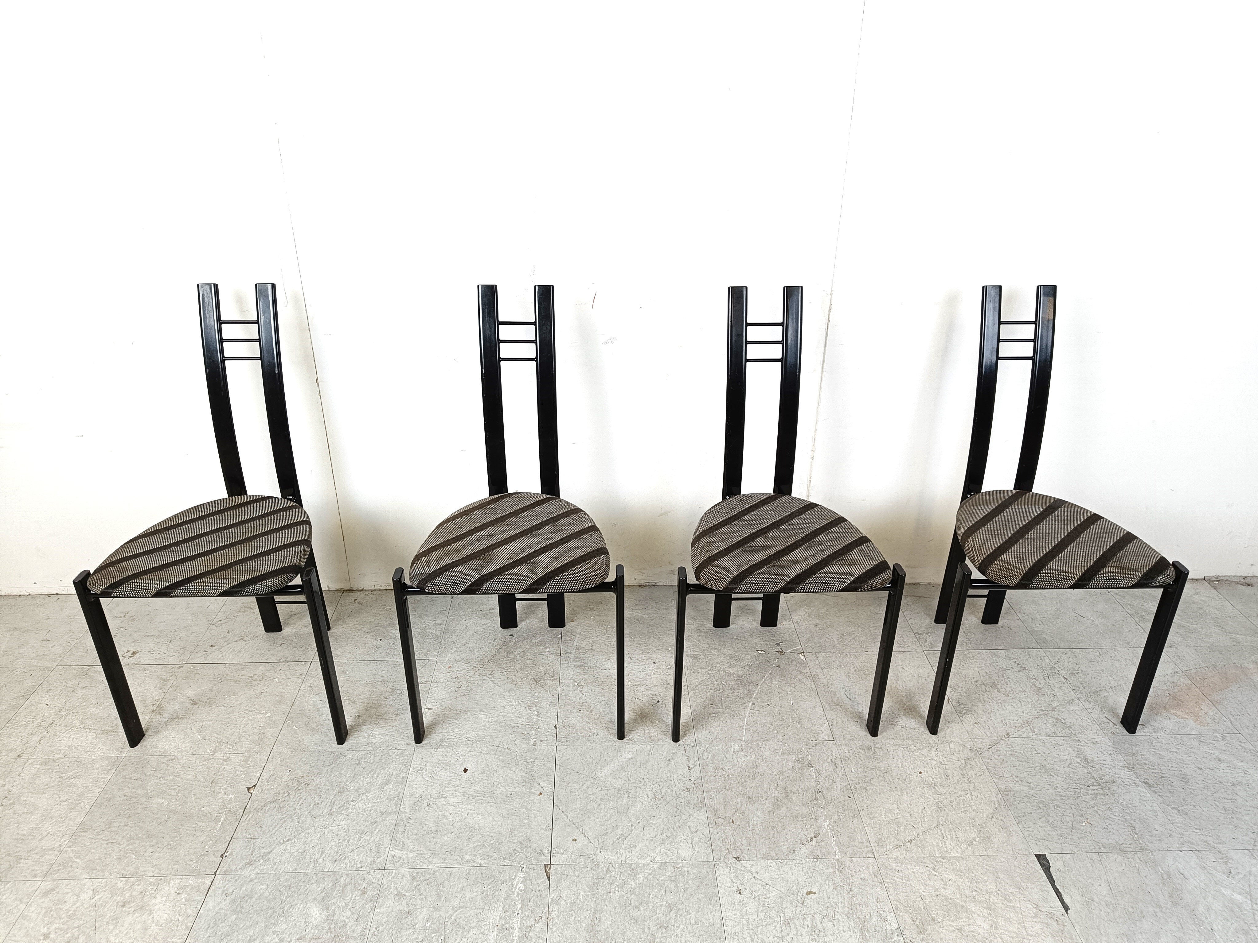 Postmodern dining chairs, 1980s set of 4