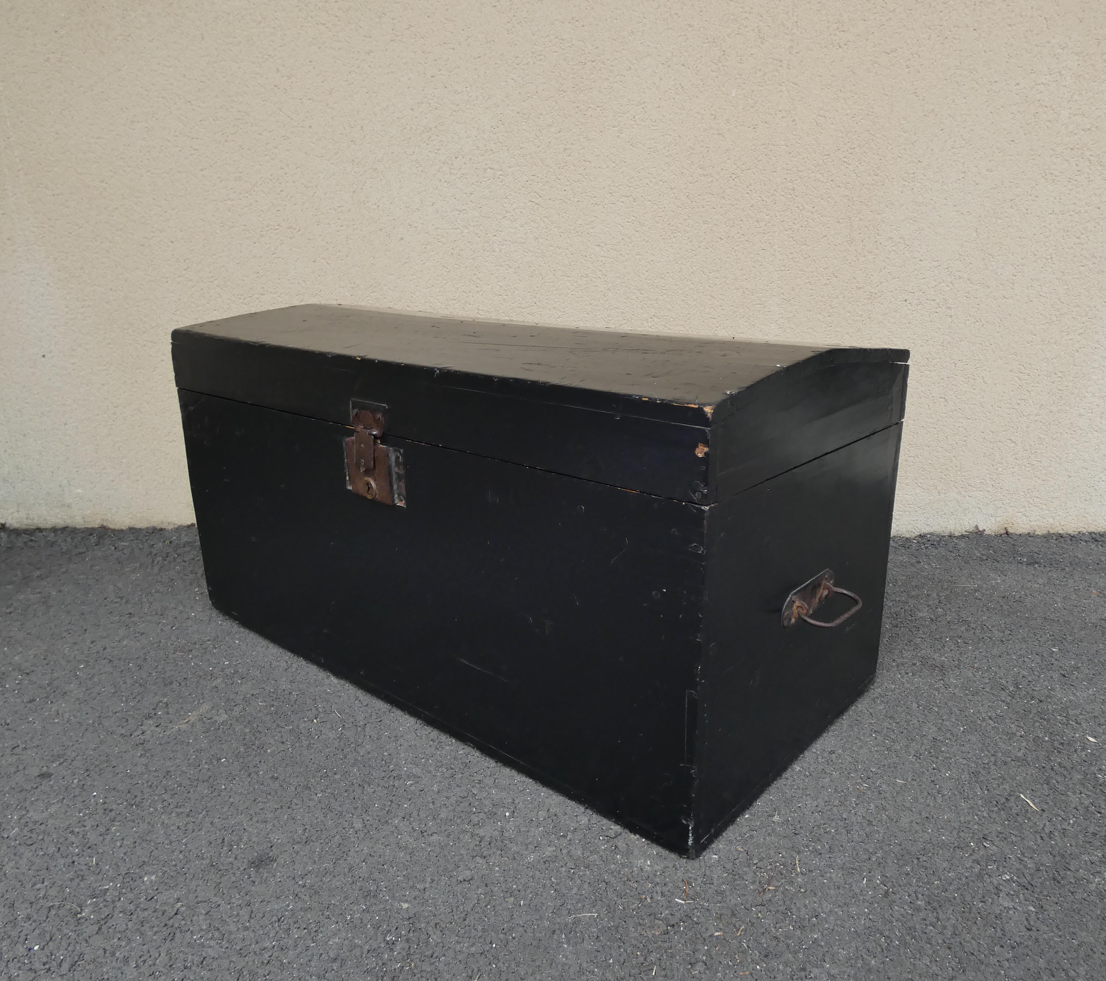 Old blackened wooden chest 19th