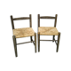 Paire de chaises enfant en bois et paille