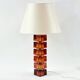 Large Mid-Century Scandinavian Art Glass & Brass Table Lamp by C.Fagerlund