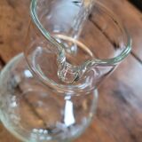 Engraved glass jug with floral decoration – 75 cl – mid 20th century