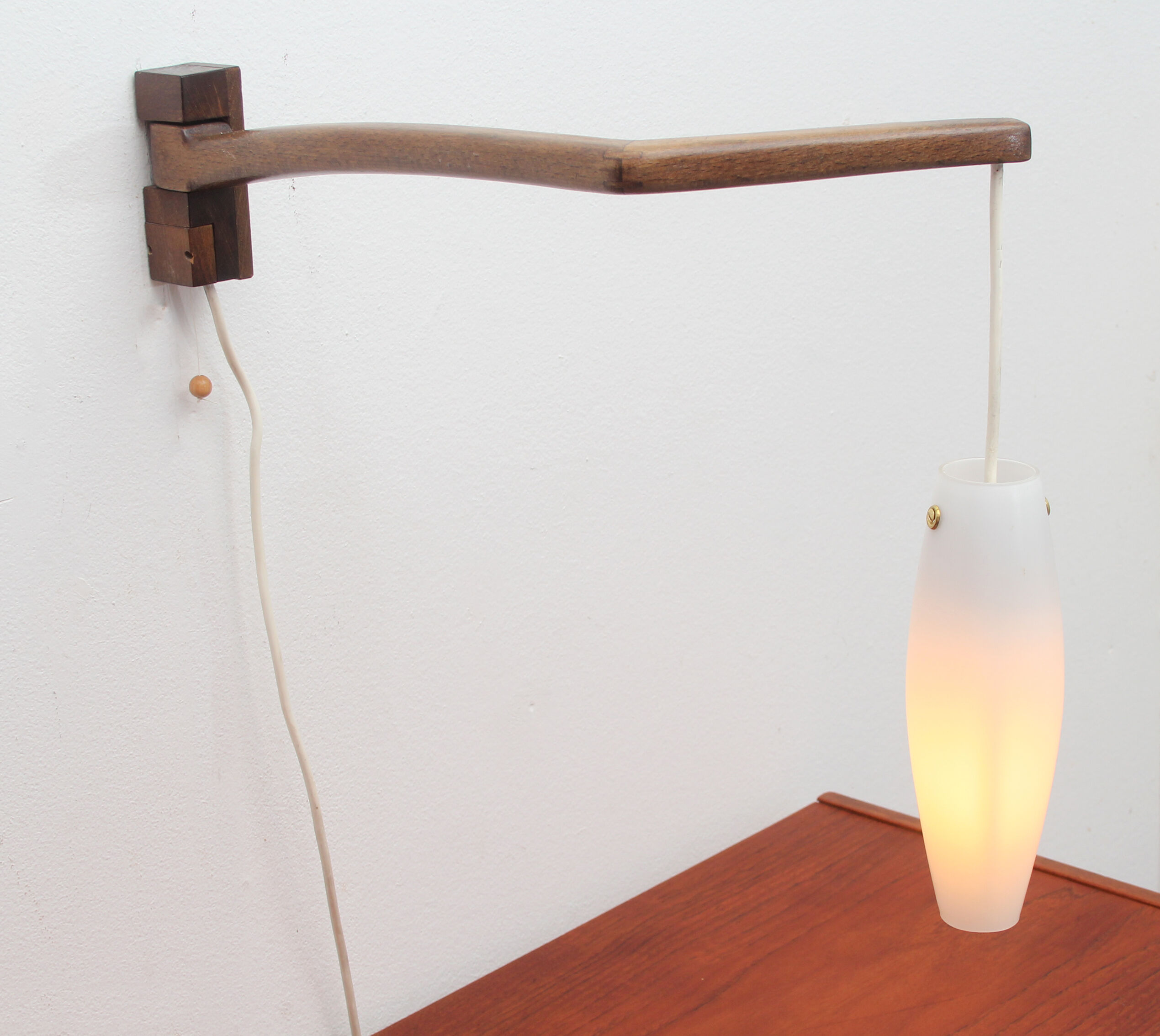 1960s boomerang wall lamp opaline glass
