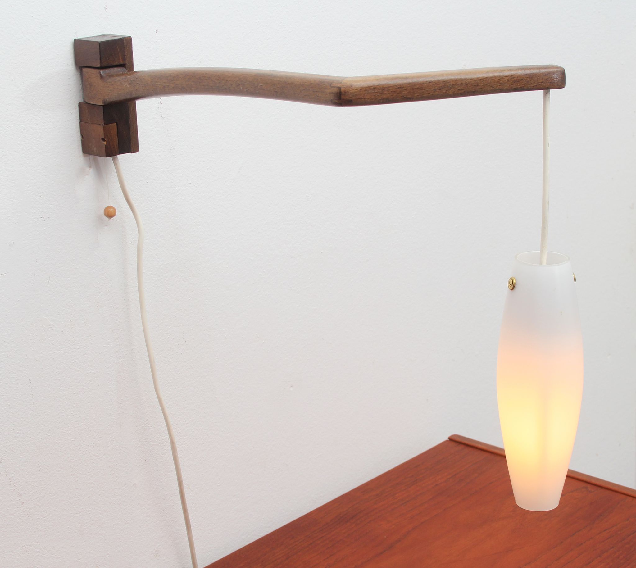 1960s boomerang wall lamp opaline glass