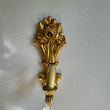 Pair of vintage gilded wood electric wall sconces