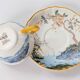 Set of 2 Gien Magellan "Caribbean" cups and saucers, vintage earthenware