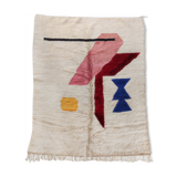 Moroccan Berber carpet M'rirt ecru with colorful patterns 298x202cm