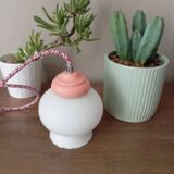 opal white reading lamp, coloured cord, vintage upcycled