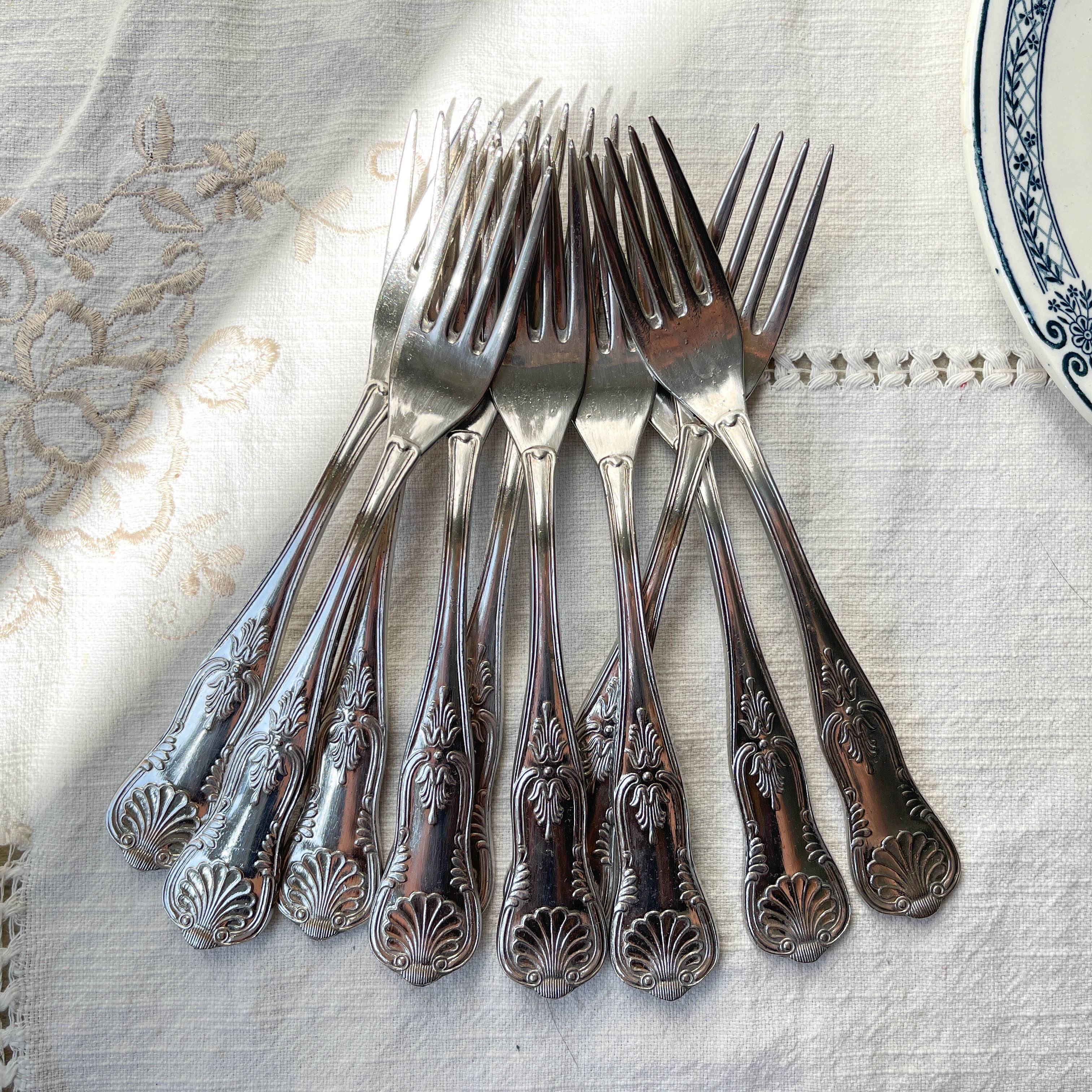 10 Vintage Rocaille Style Metal Forks