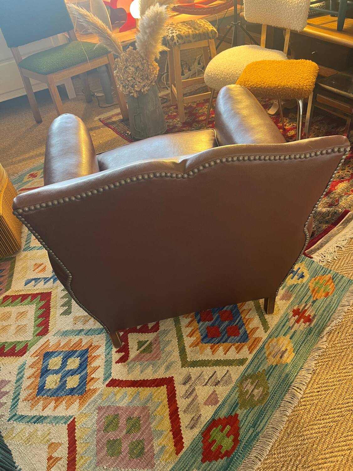 Vintage club chair in faux leather