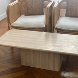 Minimalist design coffee table in unbleached travertine stone