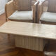 Minimalist design coffee table in unbleached travertine stone