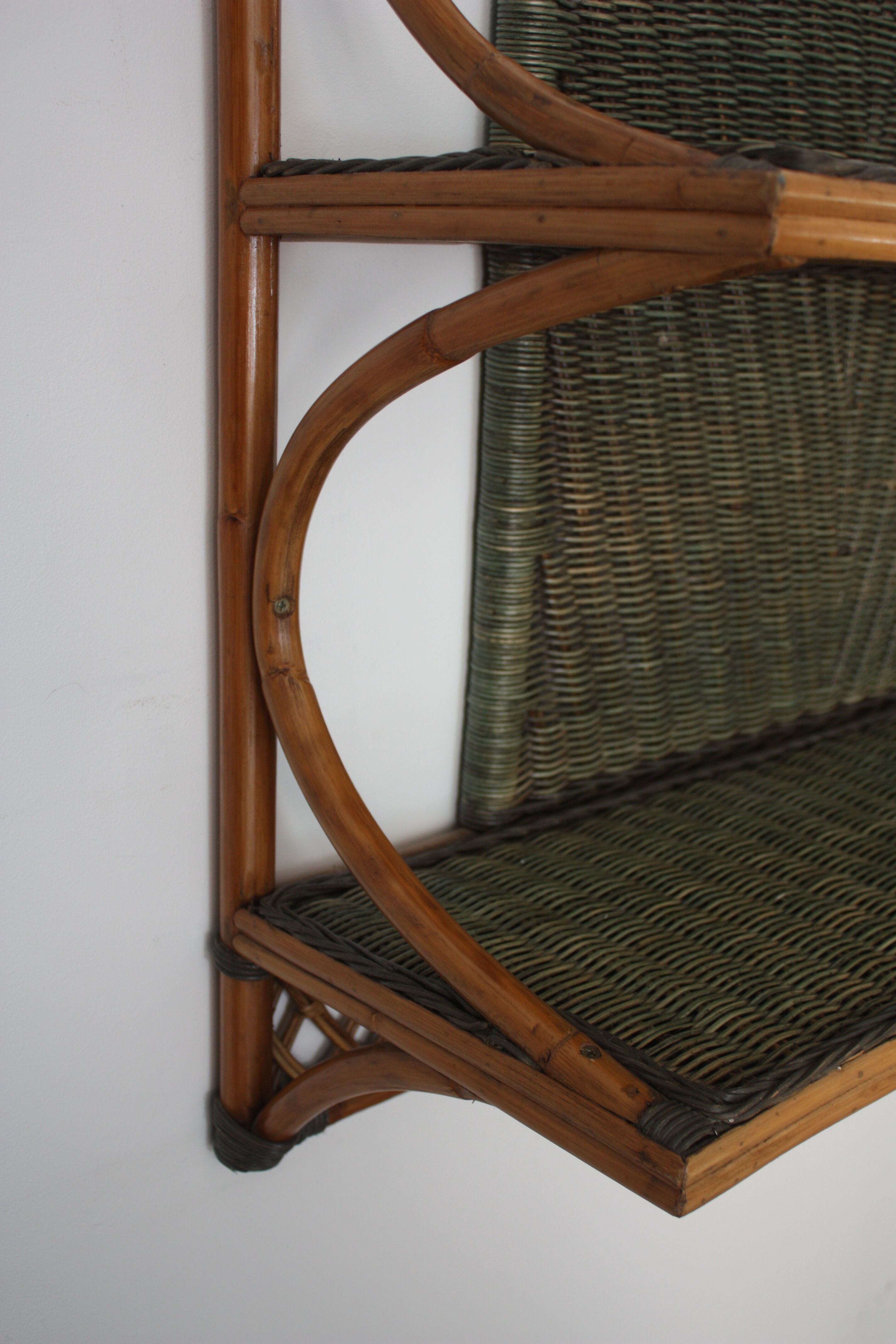 Vintage rattan wall shelf