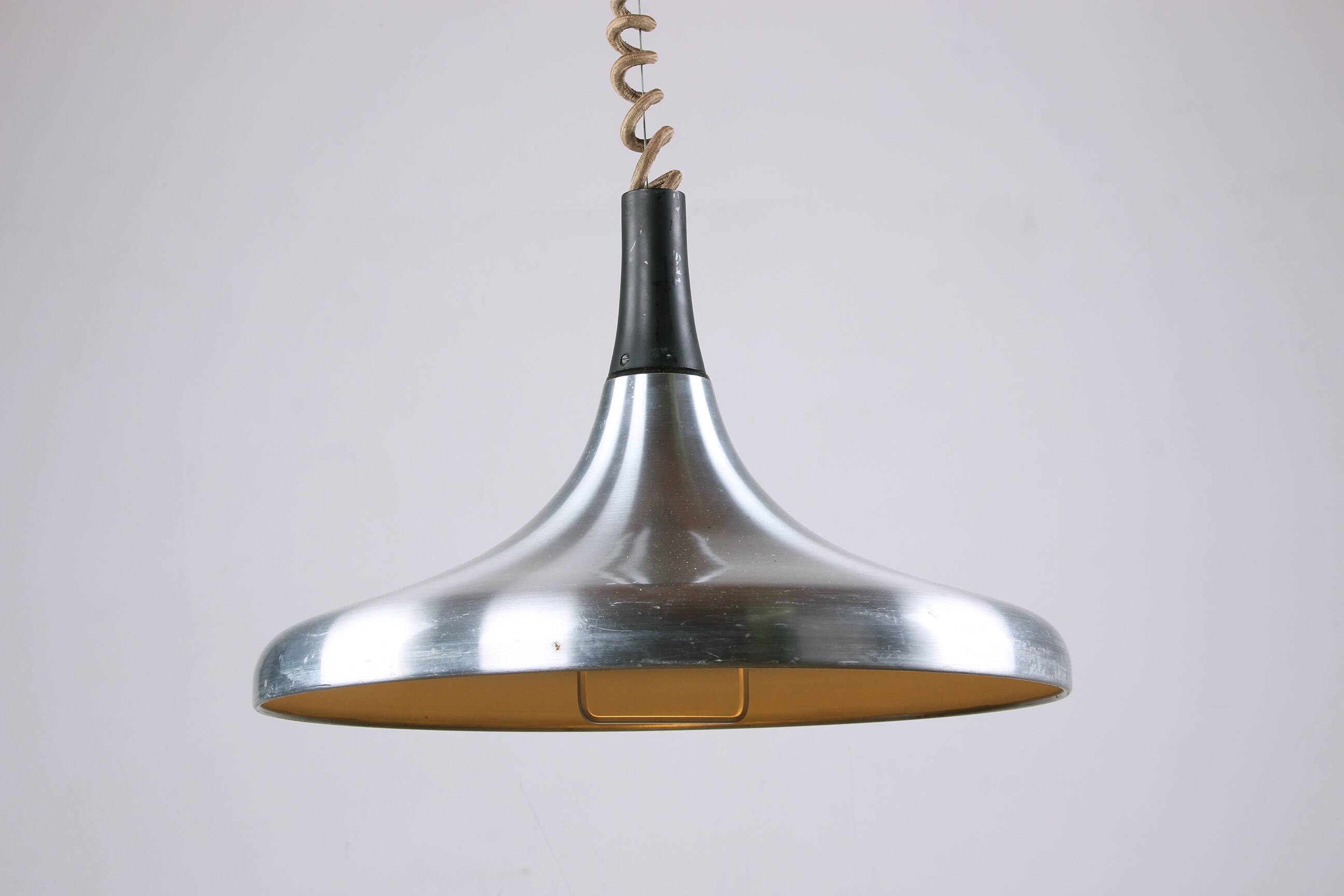 Large German pendant light in chrome metal, Tulip model by Erco 1960.