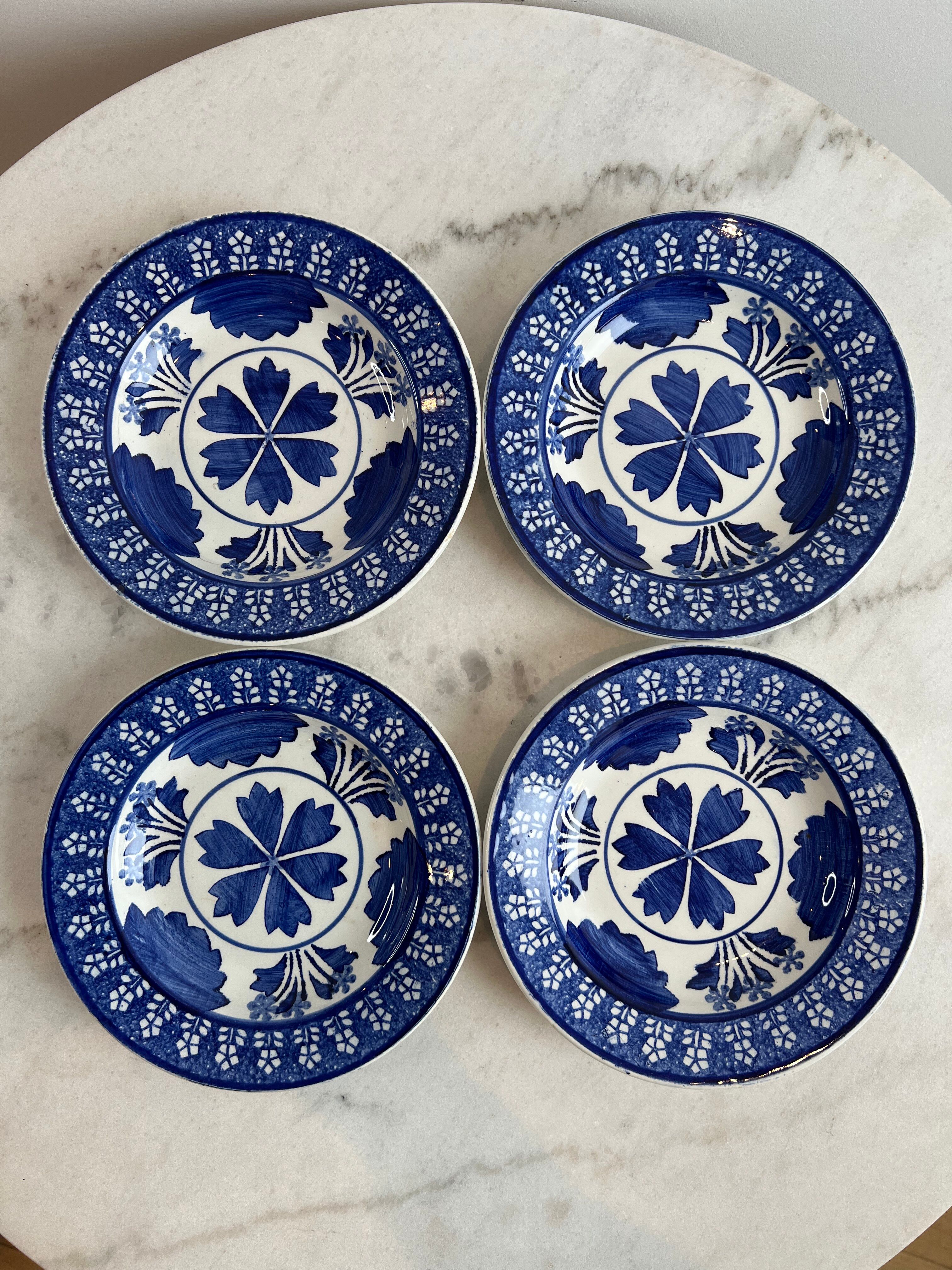 Set of 4 ironstone plates from Choisy Le Roi.