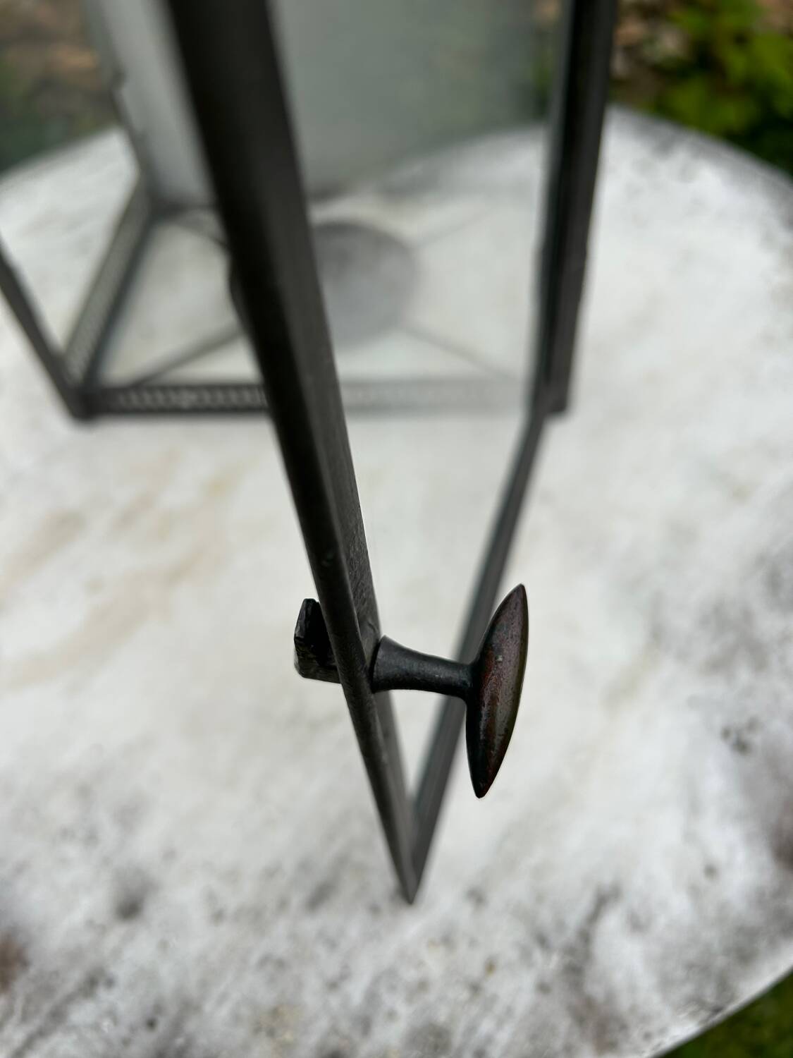 Tin and glass lantern