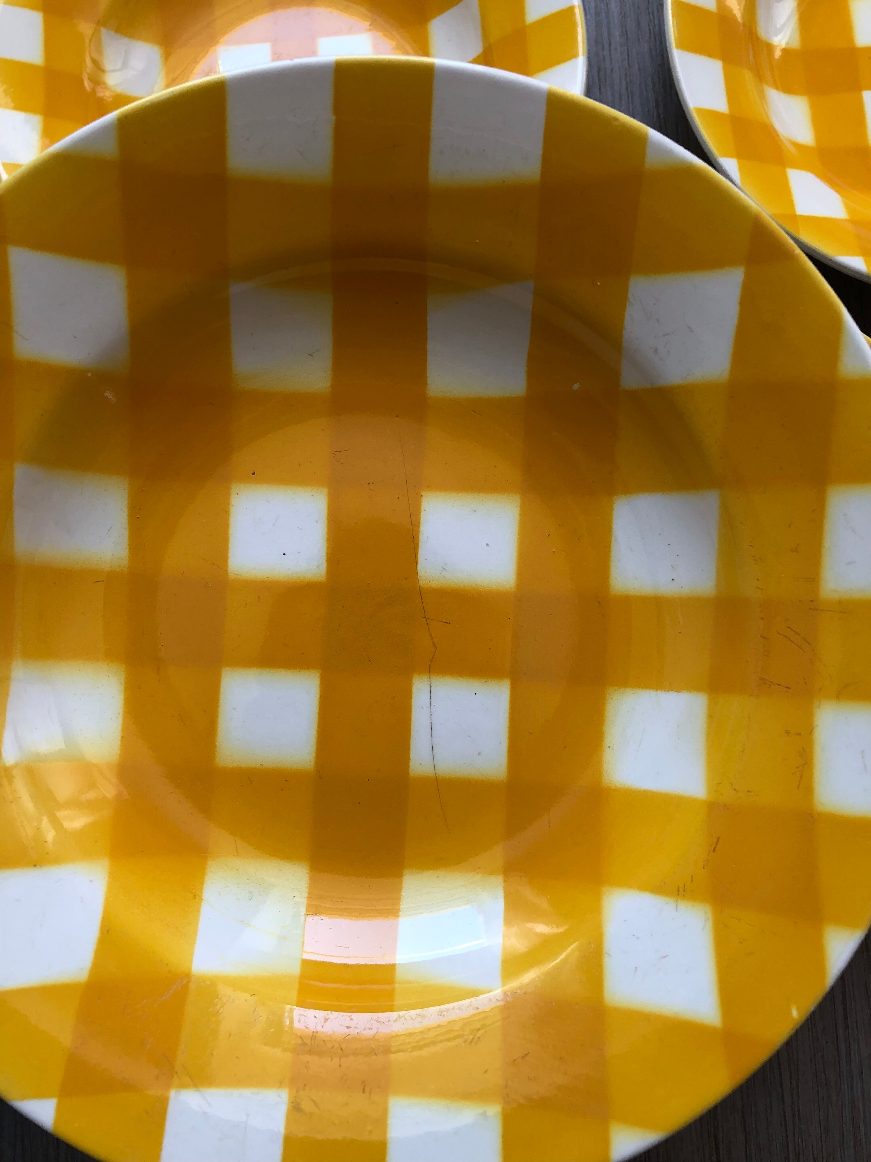 Hollow plates Sarreguemines yellow tiles