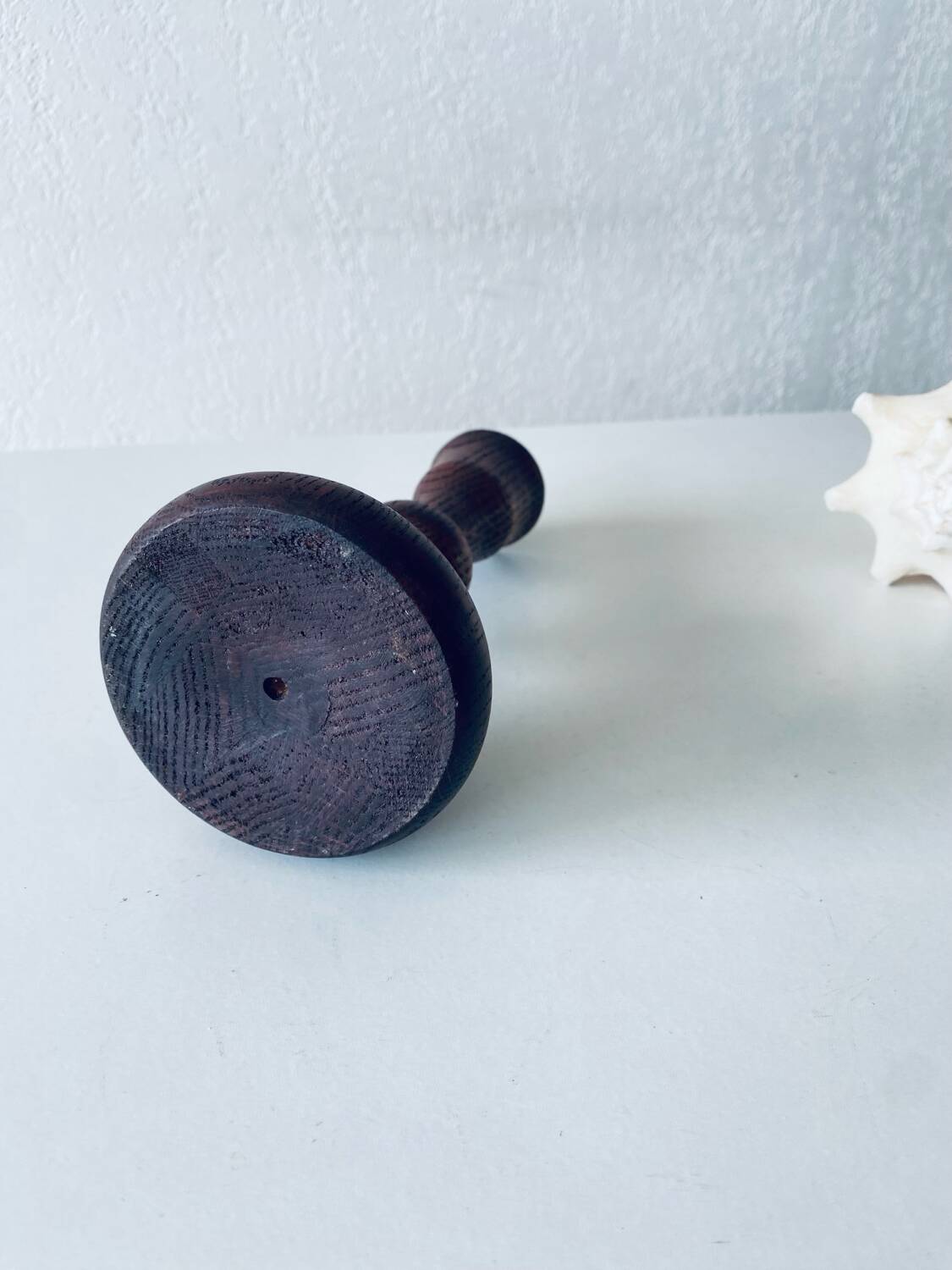 Turned wooden candle holder