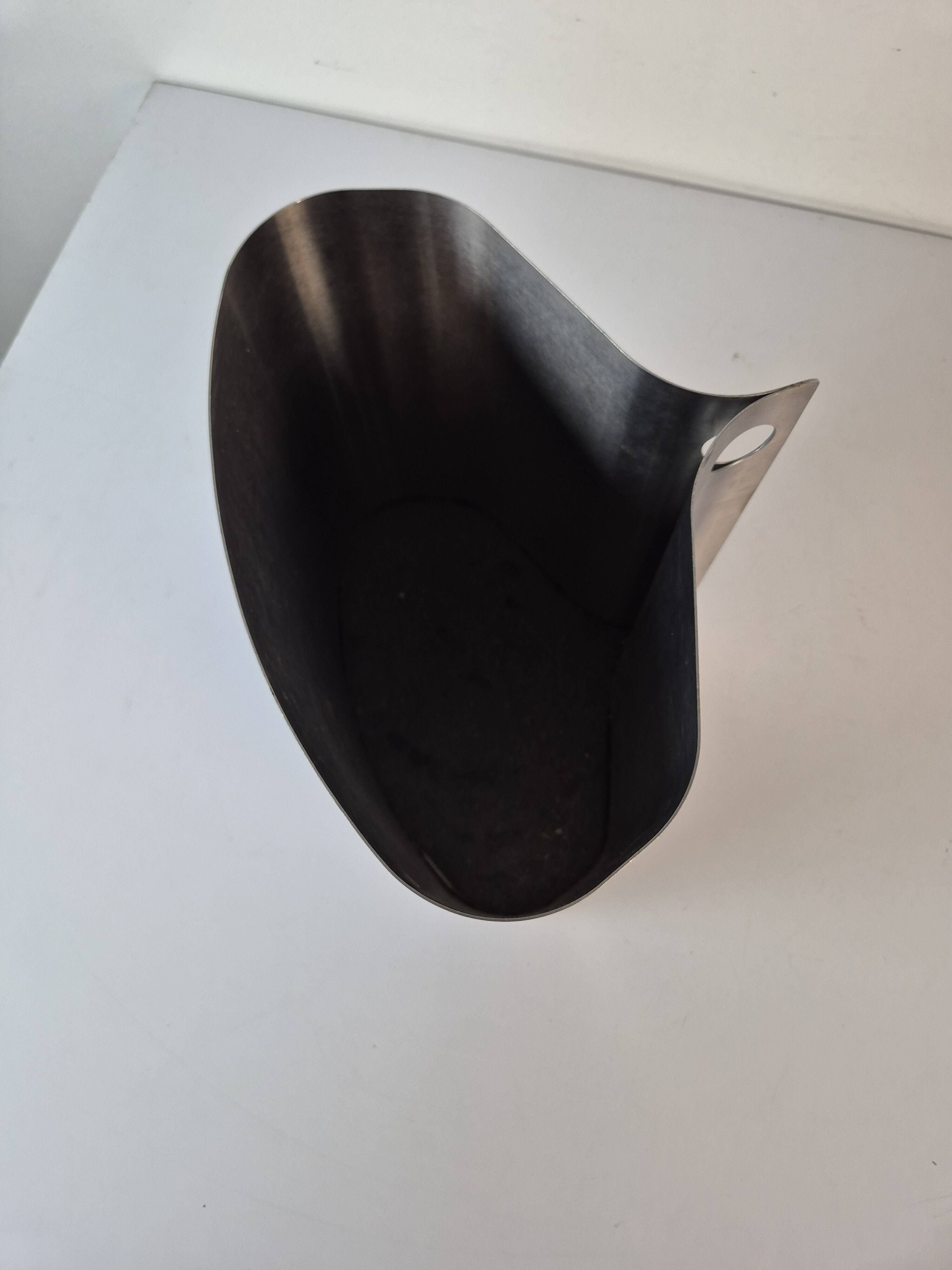 Stainless steel wastebasket by Xavier Féal for Inox Industrie.