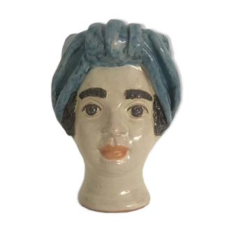 Vase tête mini bleu ciel femme