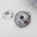 Grande suspension vintage Mercure par Eglo en aluminium brossé et opaline