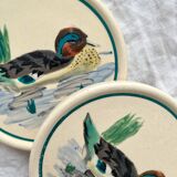 2 bottle coasters with duck decoration "Nimrod" Longwy earthenware