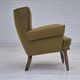 Chaise longue danoise des années 1970, mobilier vert d'origine en laine, bois de chêne.