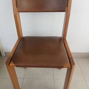 Suite de 6 chaises Luigi Gorgoni – Roche Bobois – Orme massif & Cuir – Vint
