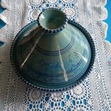 Turquoise blue & arabesque tagine in enamelled terracotta - 22cm in diameter, 20cm in height approx.
