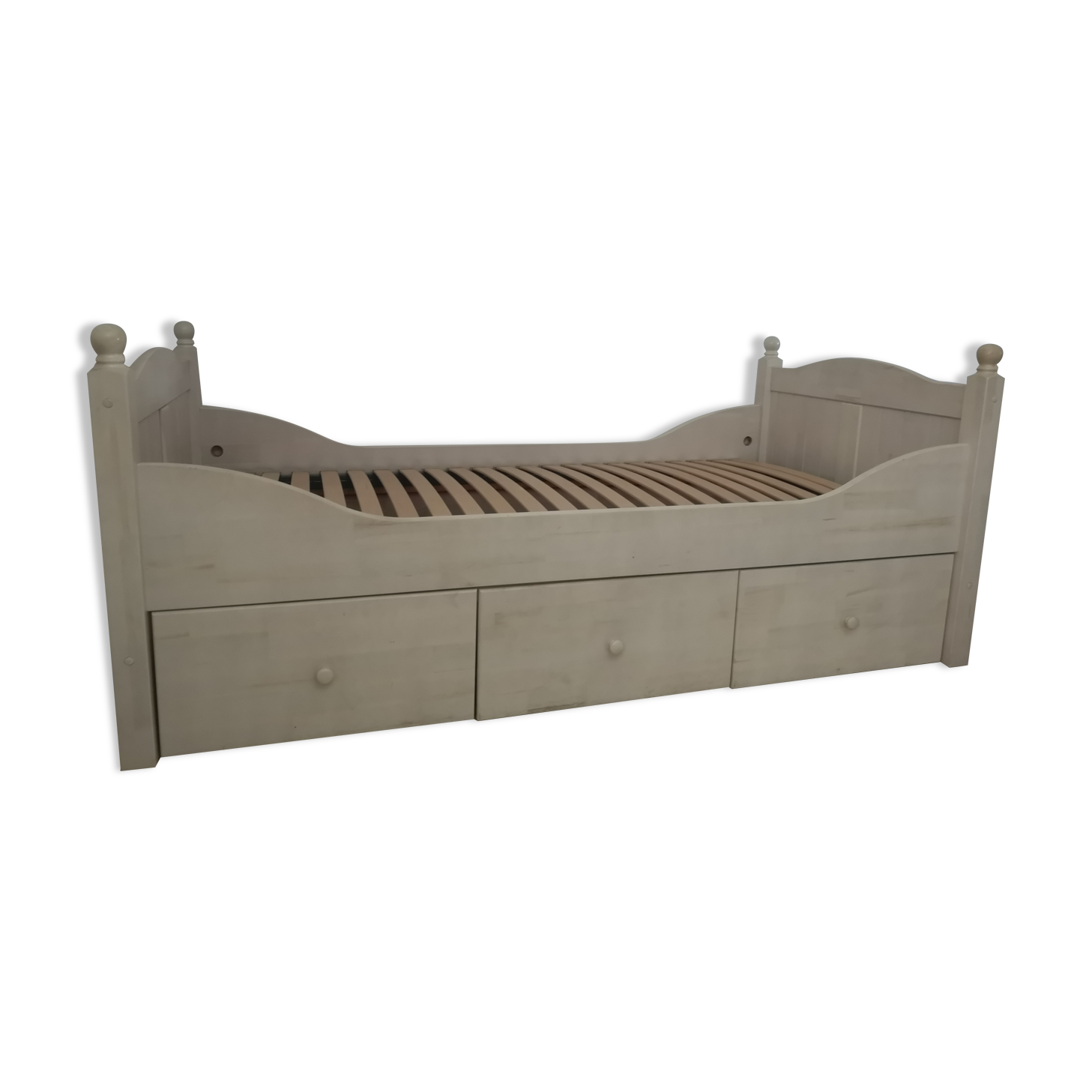 Child bed solid wood white cerusé